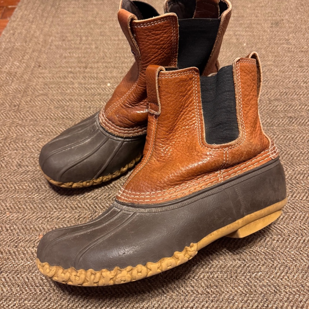 L.L.Bean Bean Boots Chelsea Slip-On Duck Boots Leather Rubber mens size 8 - Picture 2 of 5